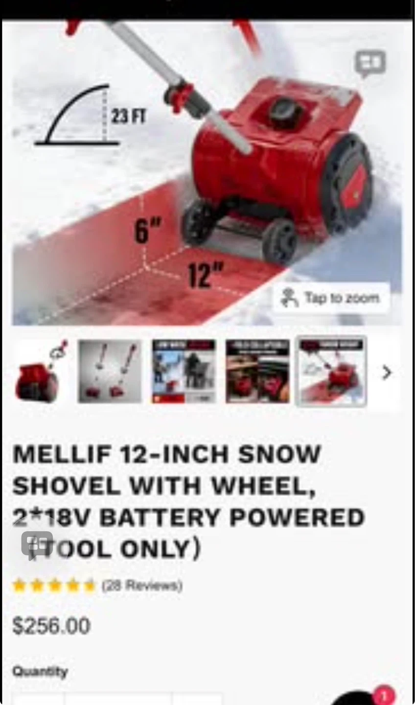 12-Inch Snow Shovel with Wheels (Tool Only)