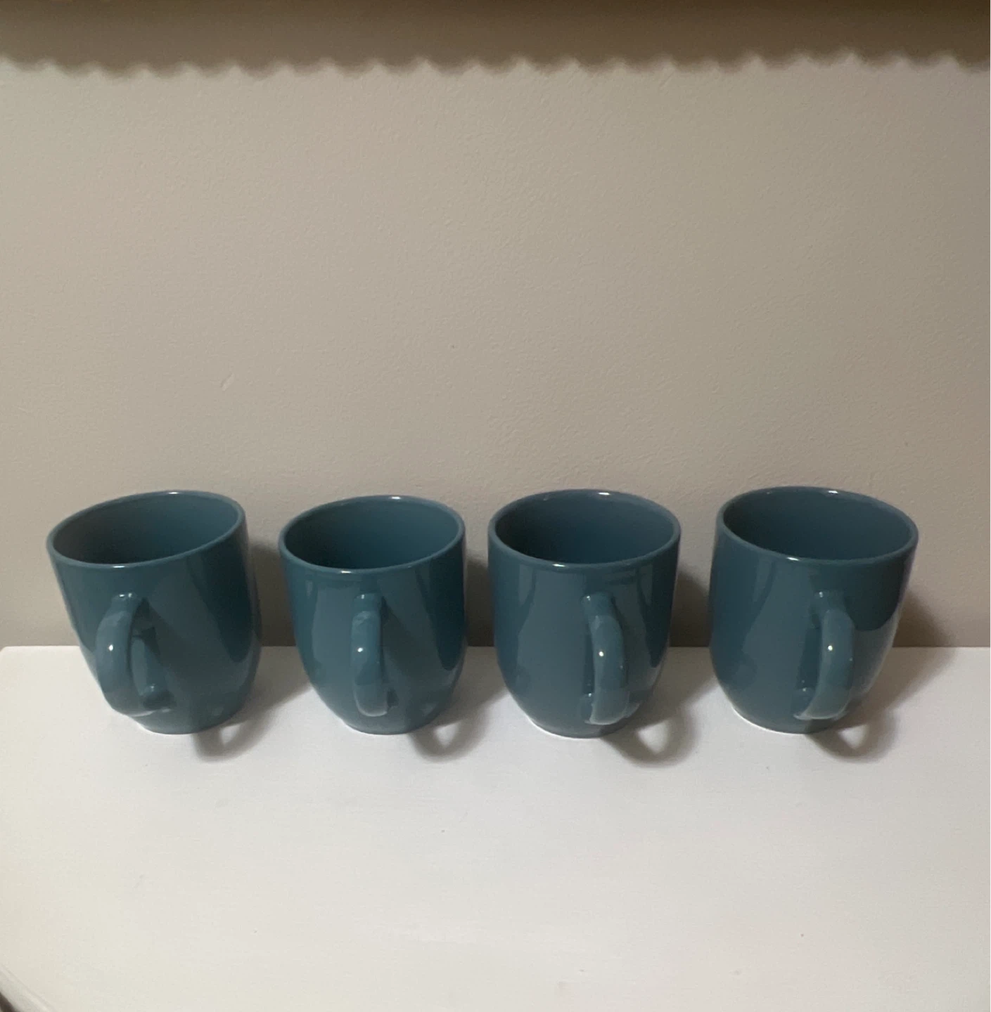 Set of 4 Teal Ceramic Mugs