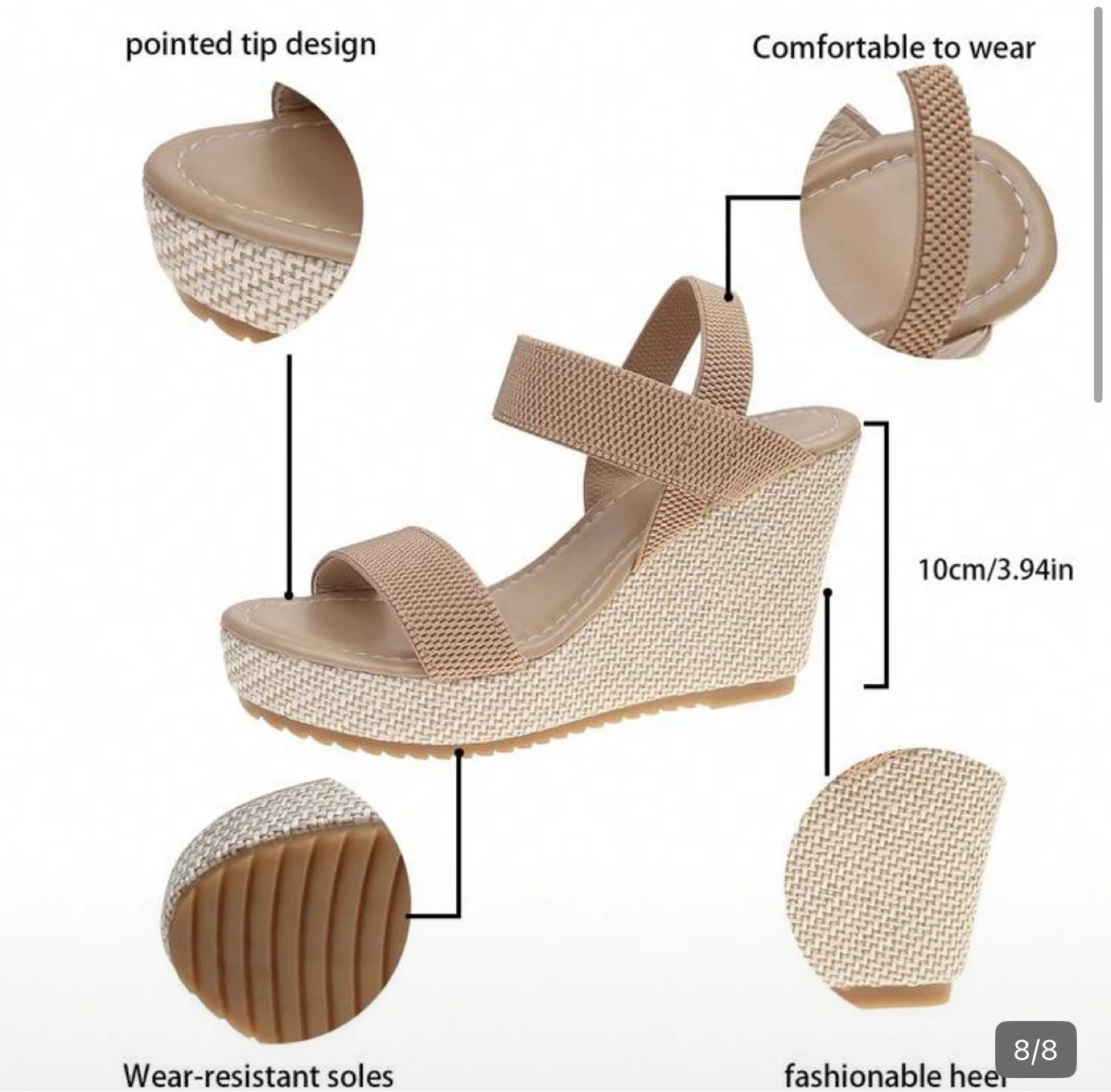 Women's Beige Wedge Sandals - photo 2