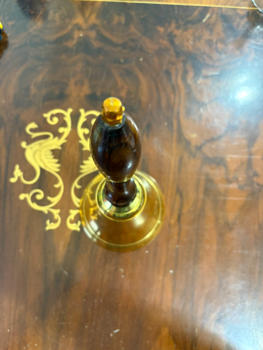 Large Brass Hand Bell with Wooden Handle - photo 2