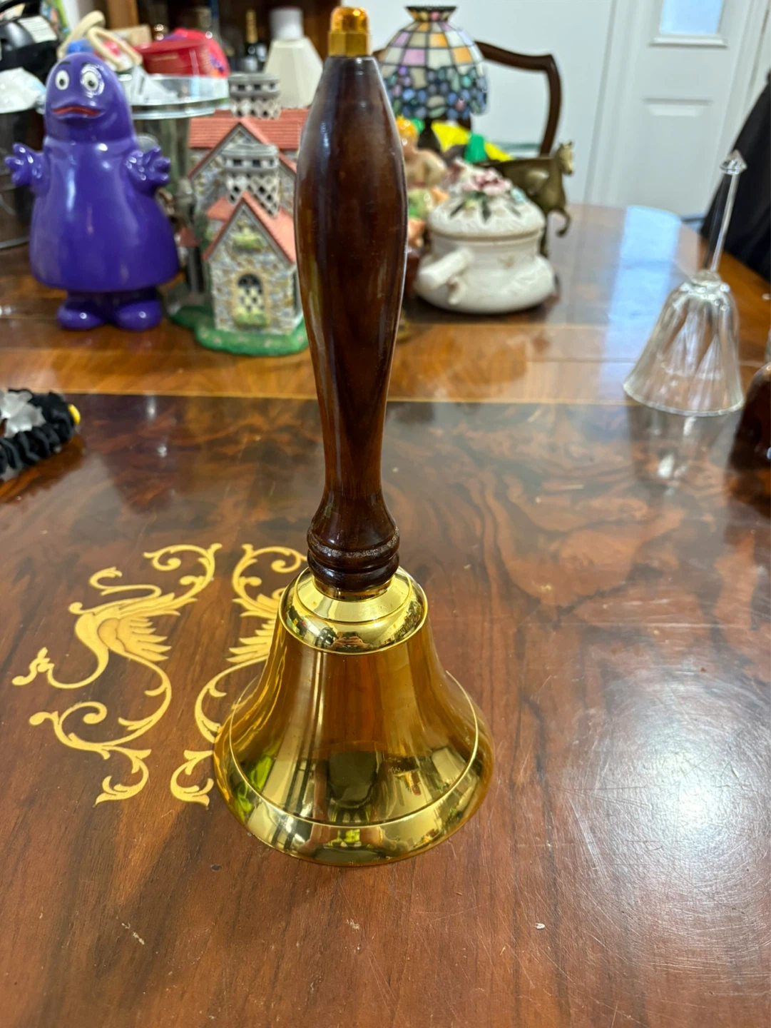 Large Brass Hand Bell with Wooden Handle