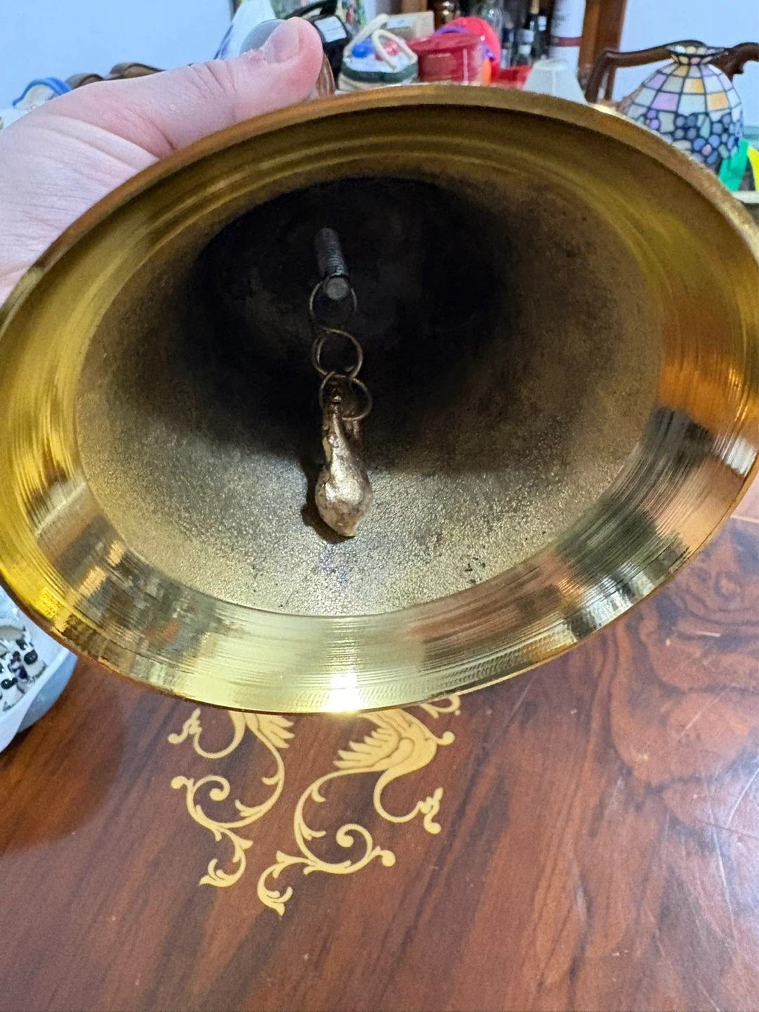 Large Brass Hand Bell with Wooden Handle - photo 3