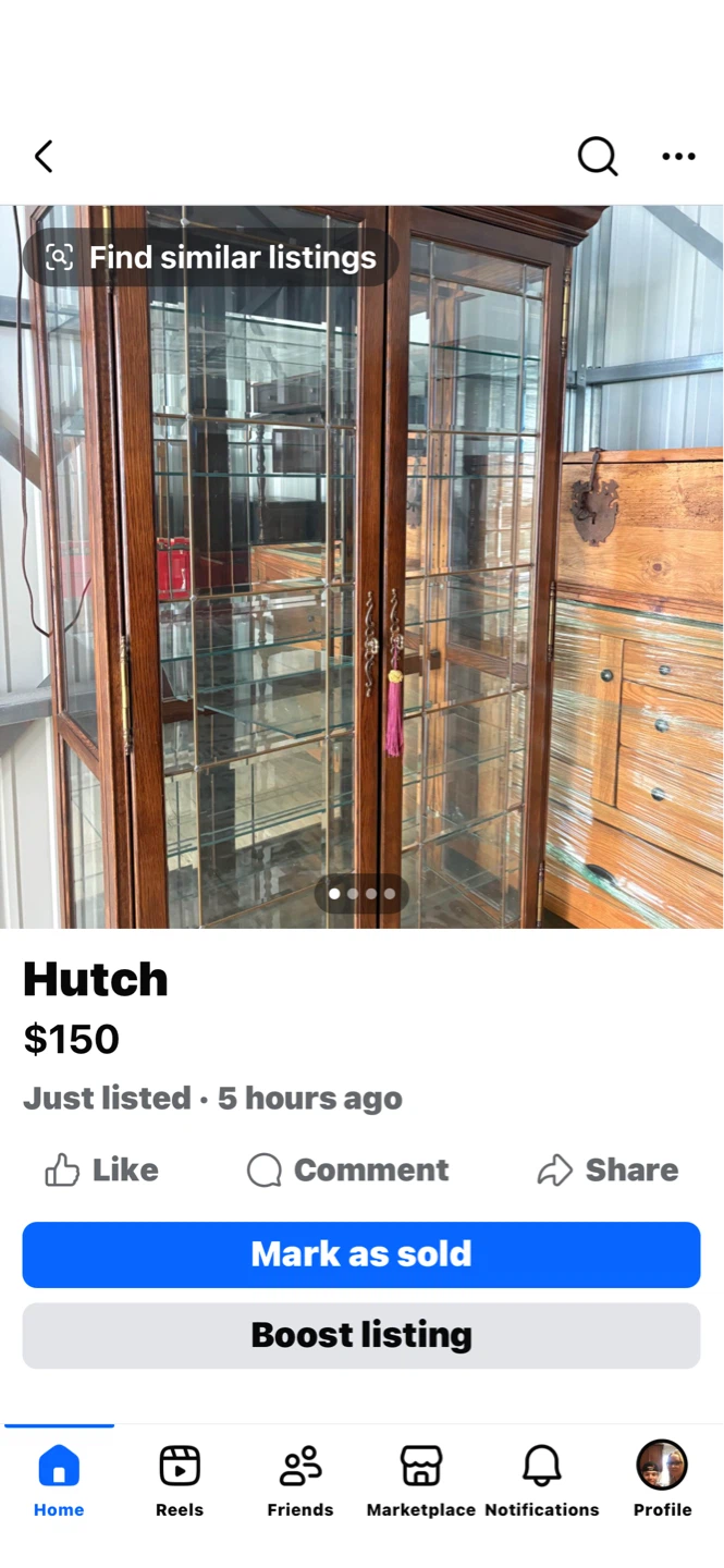 Wooden Hutch with Glass Doors
