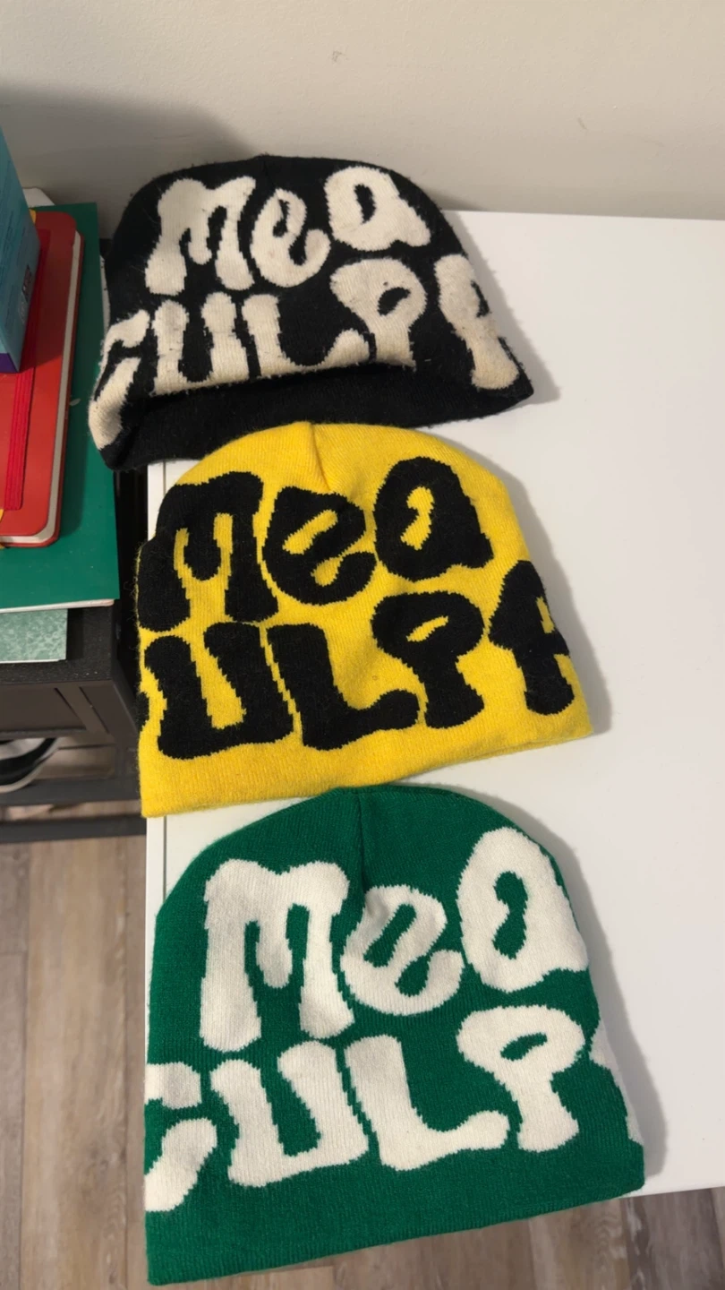 3 Beanies - Black, Yellow, Green