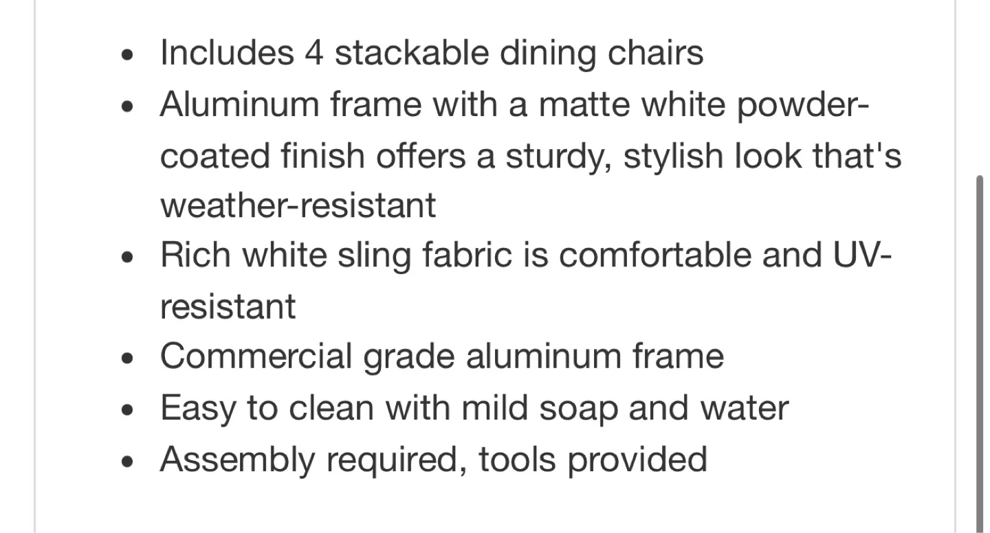 👉 New Patio Chairs Set of 4 – White Outdoor (Commercial) - photo 5