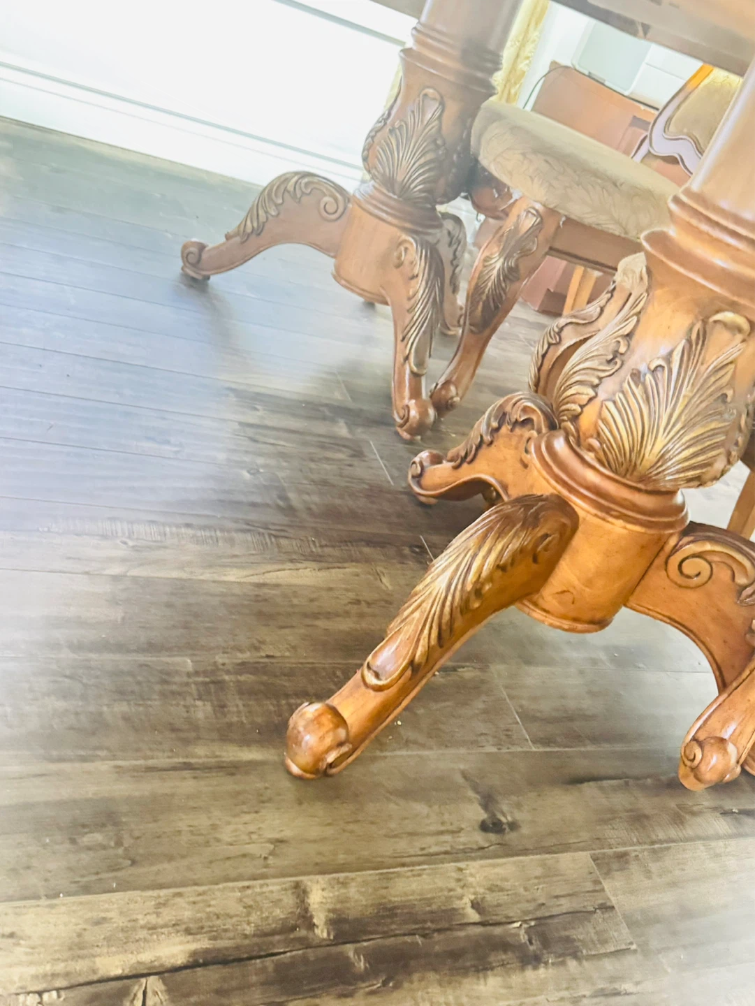 Wooden Dining Table with Ornate Carvings - photo 3