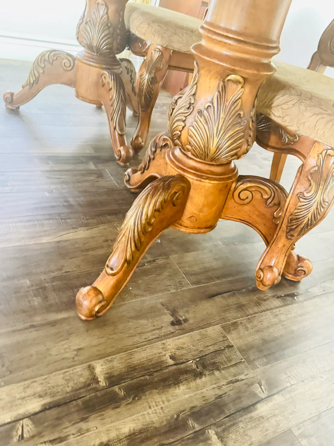 Wooden Dining Table with Ornate Carvings - photo 4