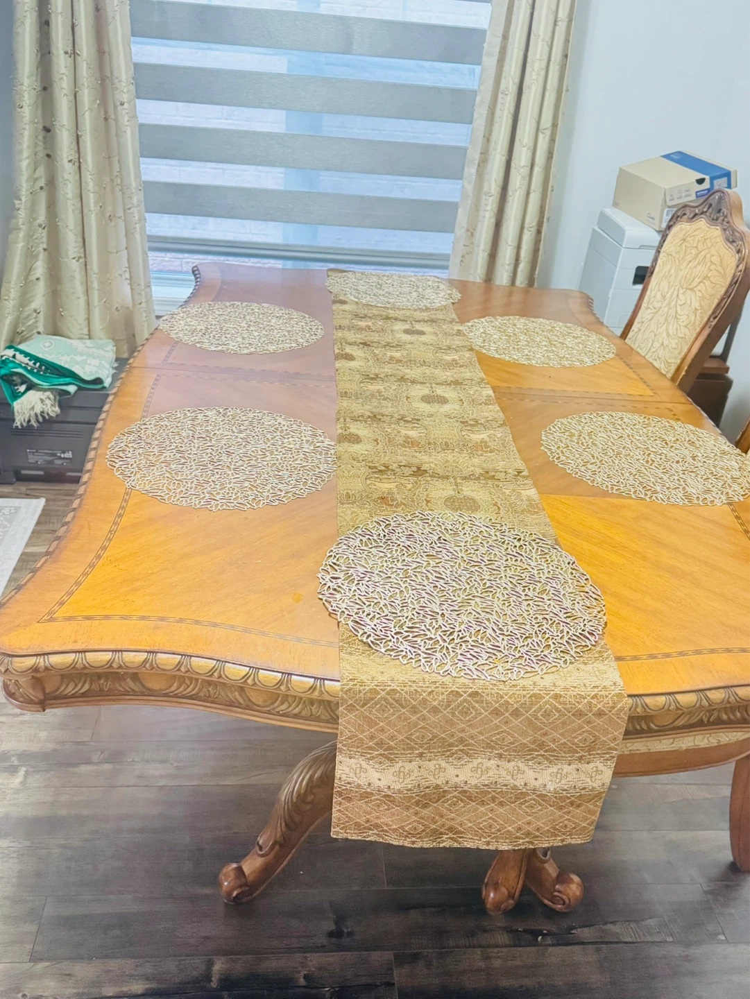 Wooden Dining Table with Ornate Carvings - photo 2
