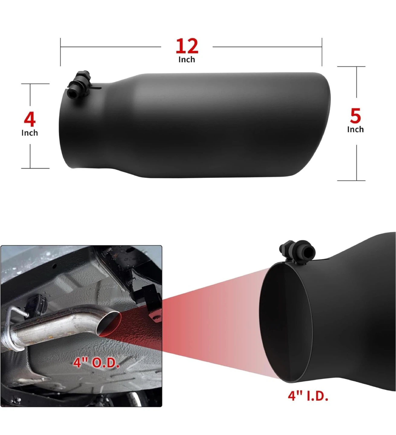 Black Exhaust Tip 4”to5” - photo 2