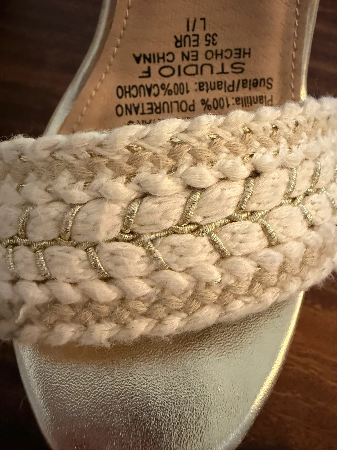 STUDIO F Gold Wedge Espadrille Sandals Size 35 - photo 5