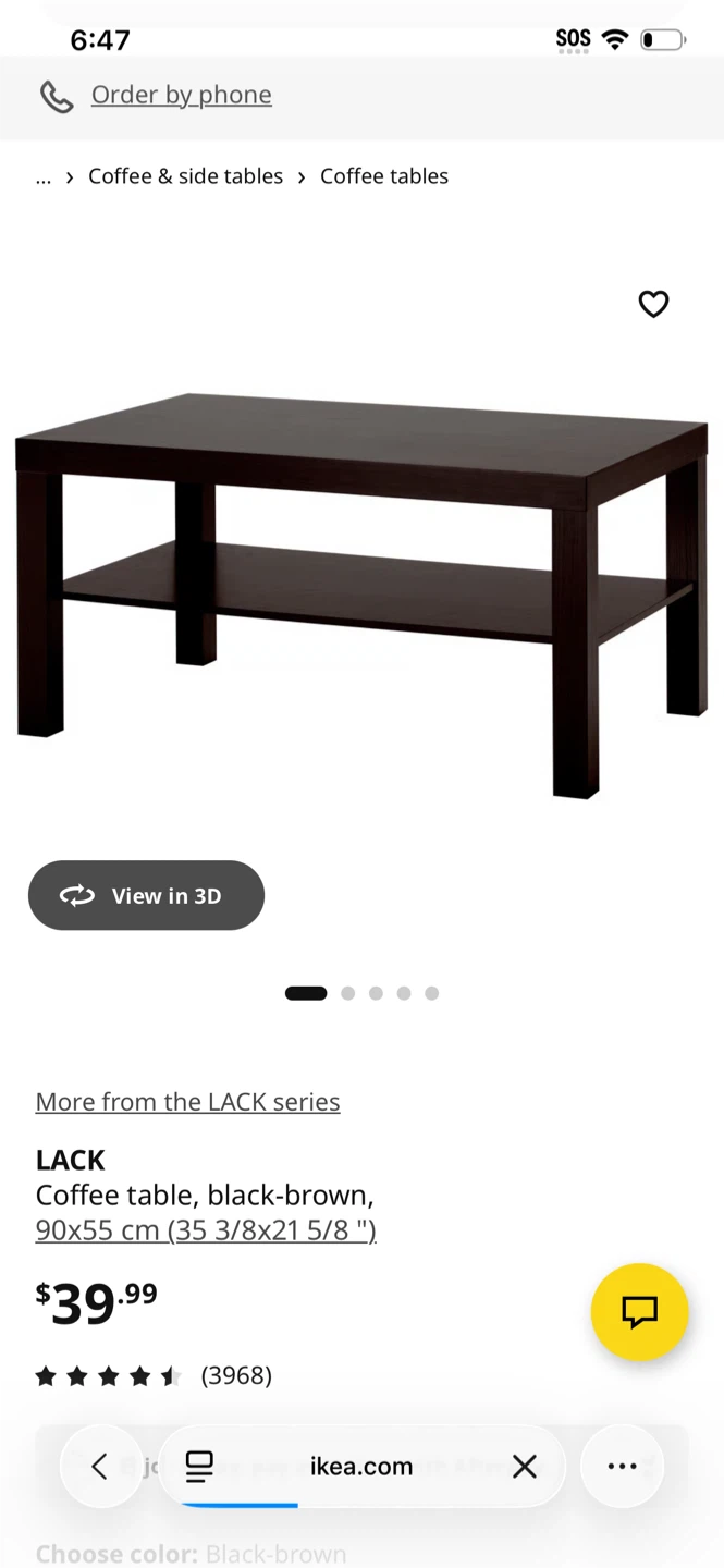 IKEA LACK Coffee Table, Black-Brown, 90x55 cm
