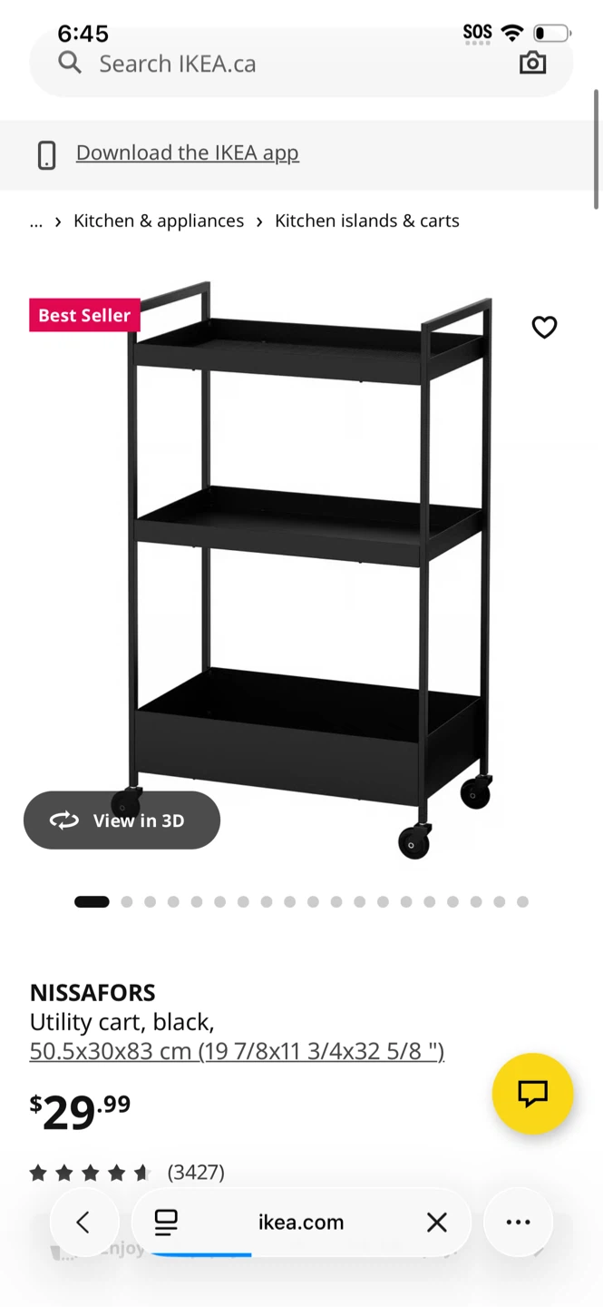IKEA NISSAFORS Black Utility Cart