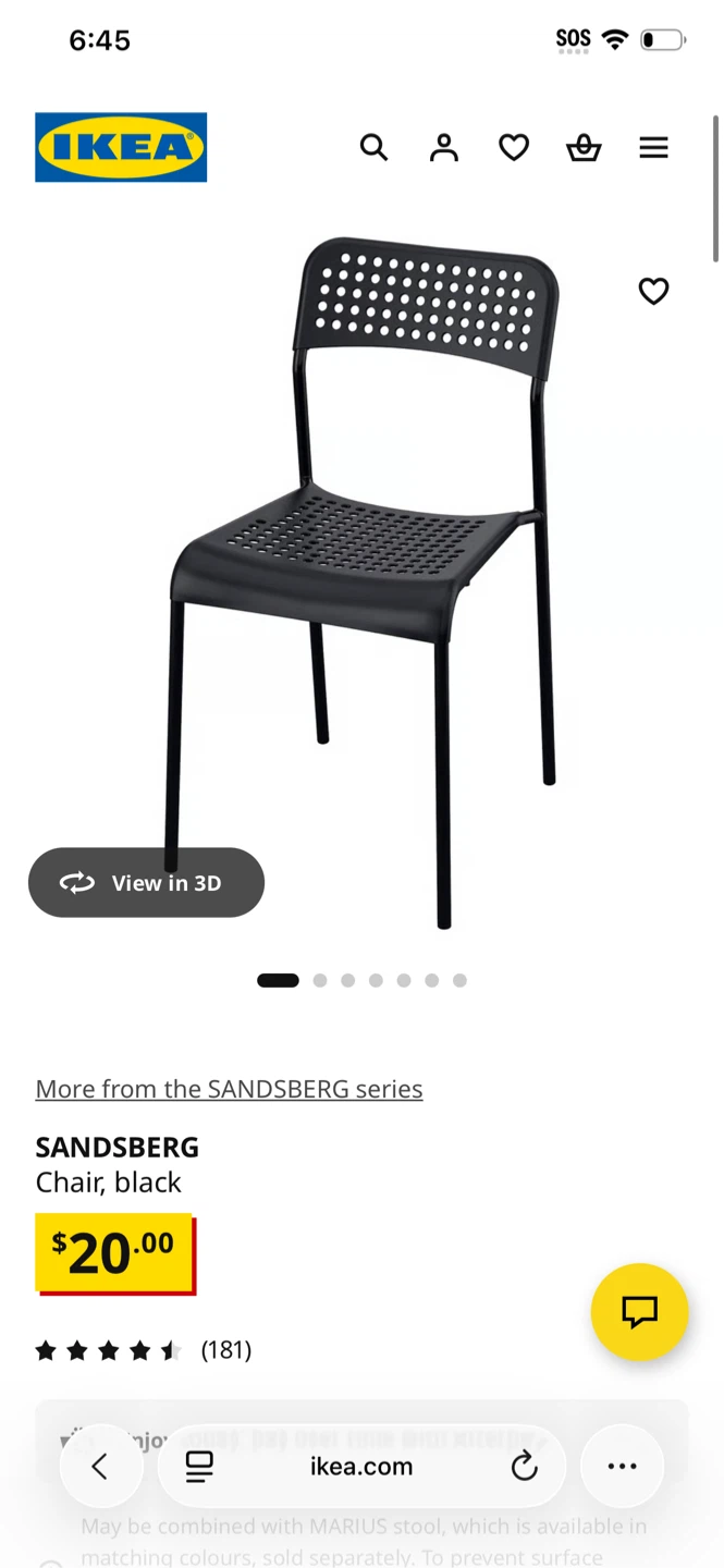 IKEA SANDSBERG Black Chair