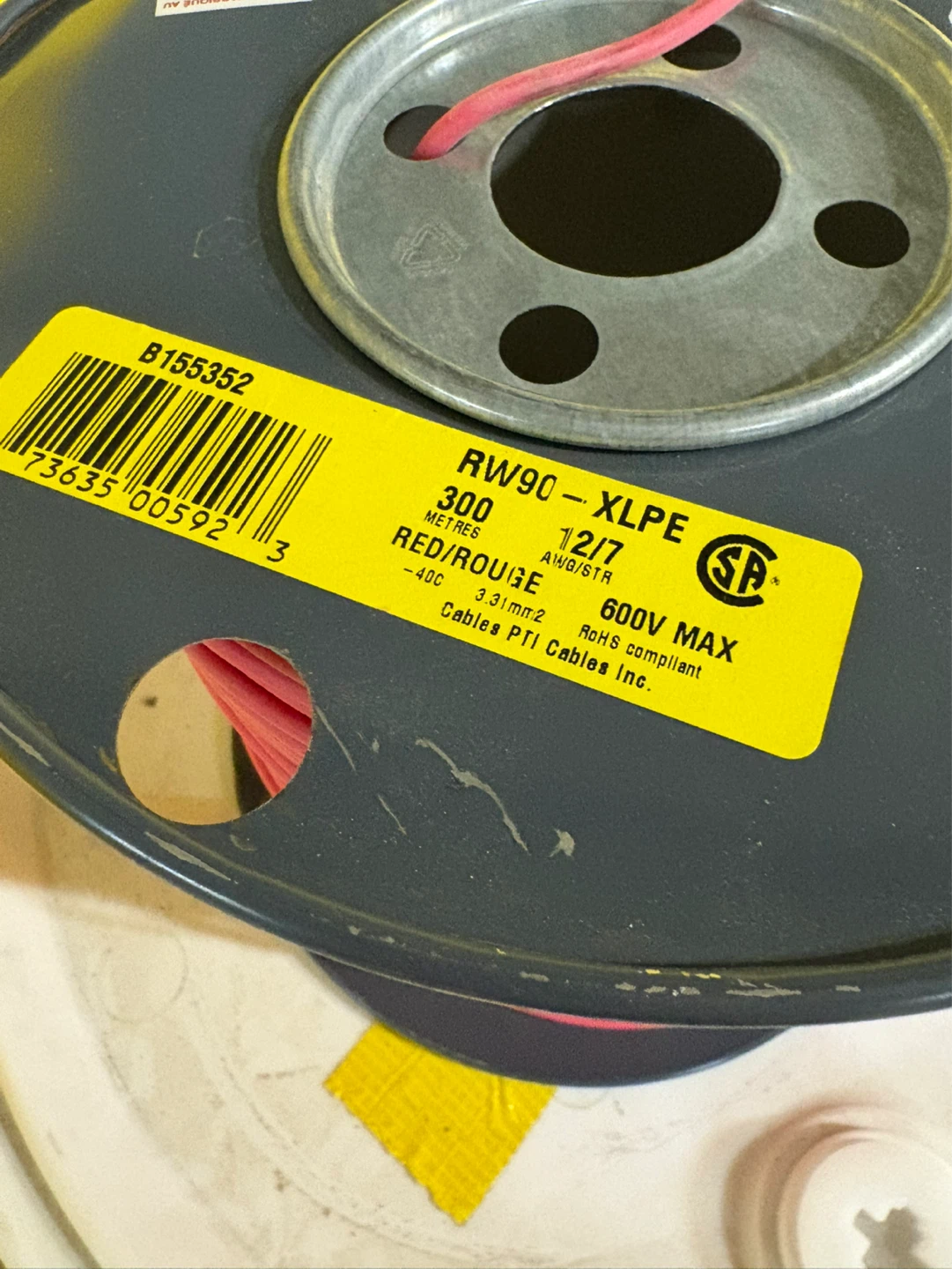 Cables PTI RW90-XLPE Red Wire - 300 Metres