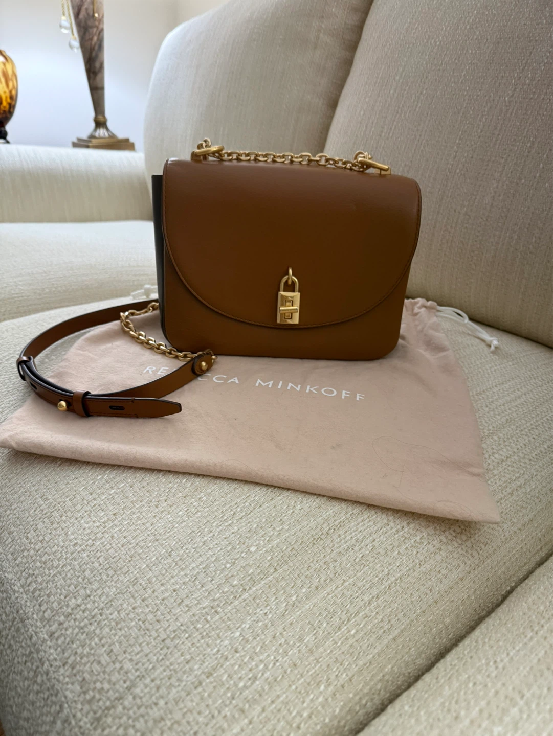 Rebecca Minkoff Tan and Black Leather Chain Shoulder Bag