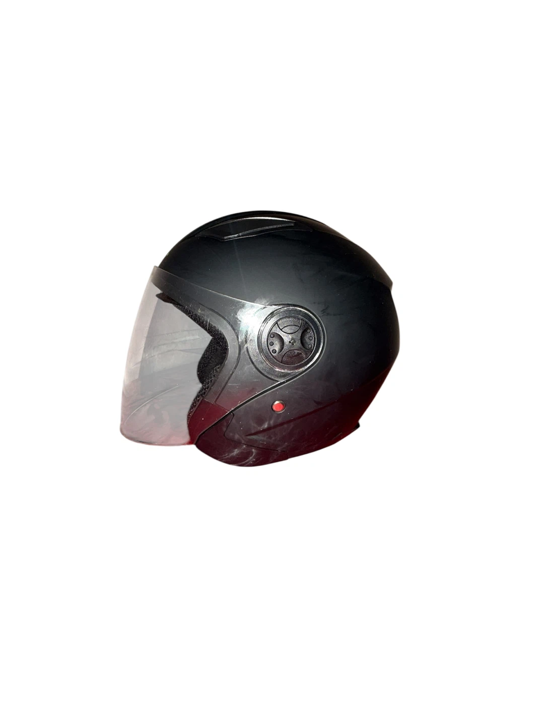 Black Open Face Motorcycle Helmet with Visor