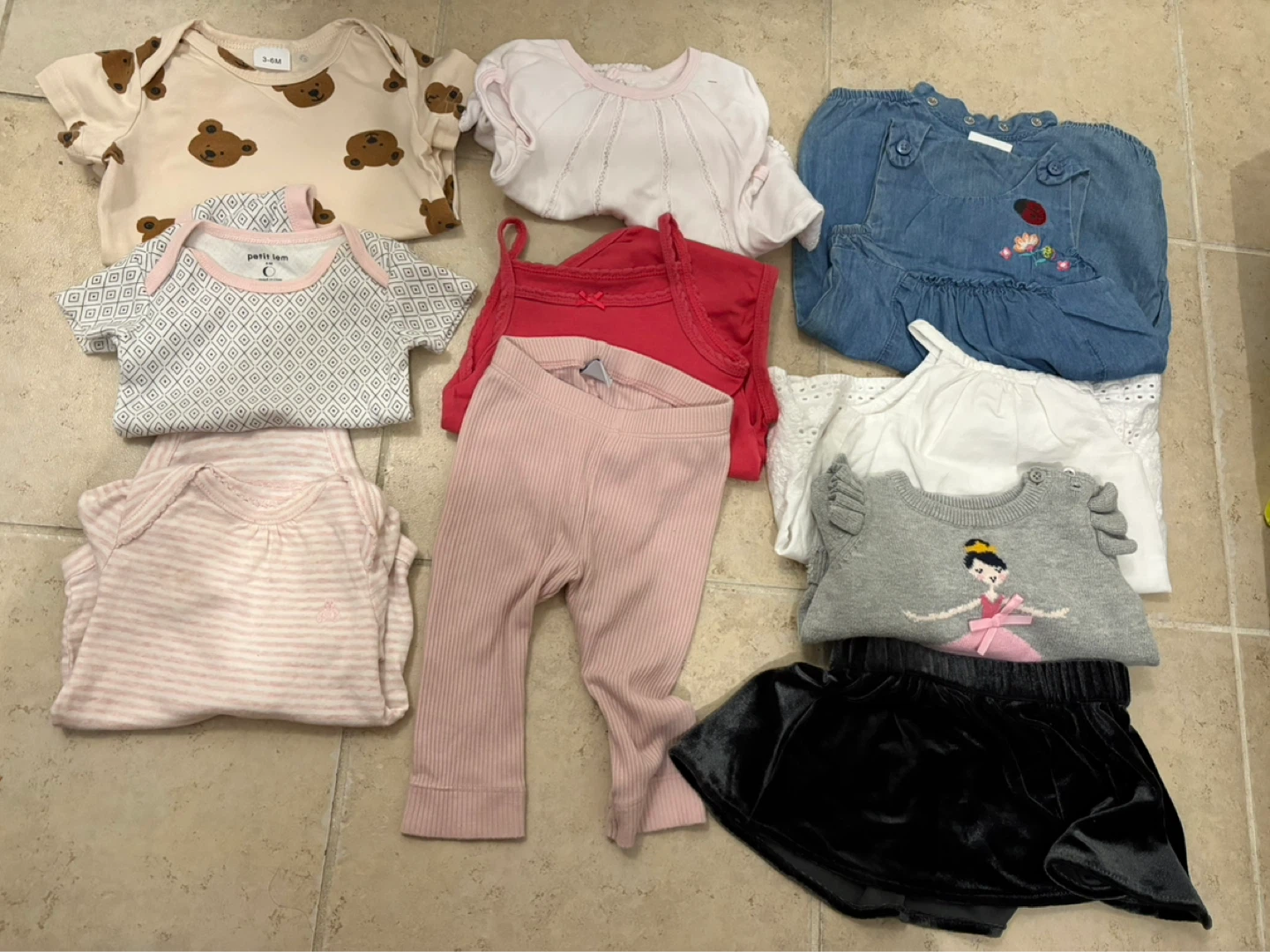 Baby Girl's Clothing Lot - Bodysuits, Pants, Dress, Skirt
