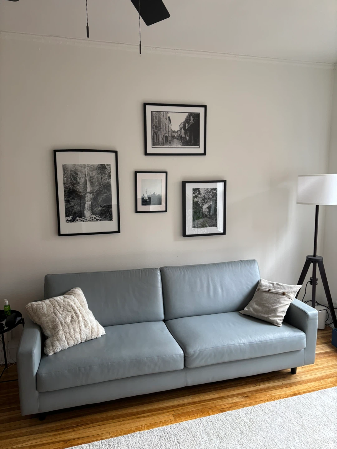 Gray blue EQ3 Oskar Leather Sofa - photo 2
