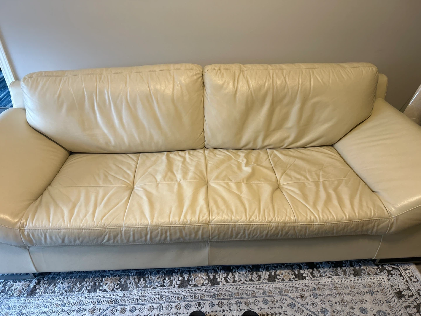 Cream Leather Sofa and love seat - photo 2