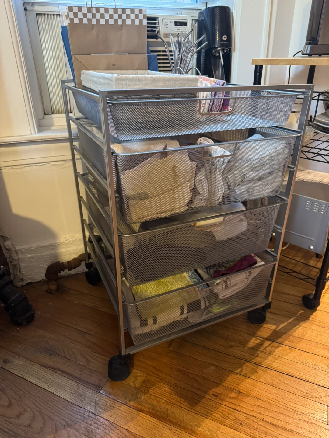 Container Store Elfa Mesh Rolling Cart with 4 Drawers - photo 2