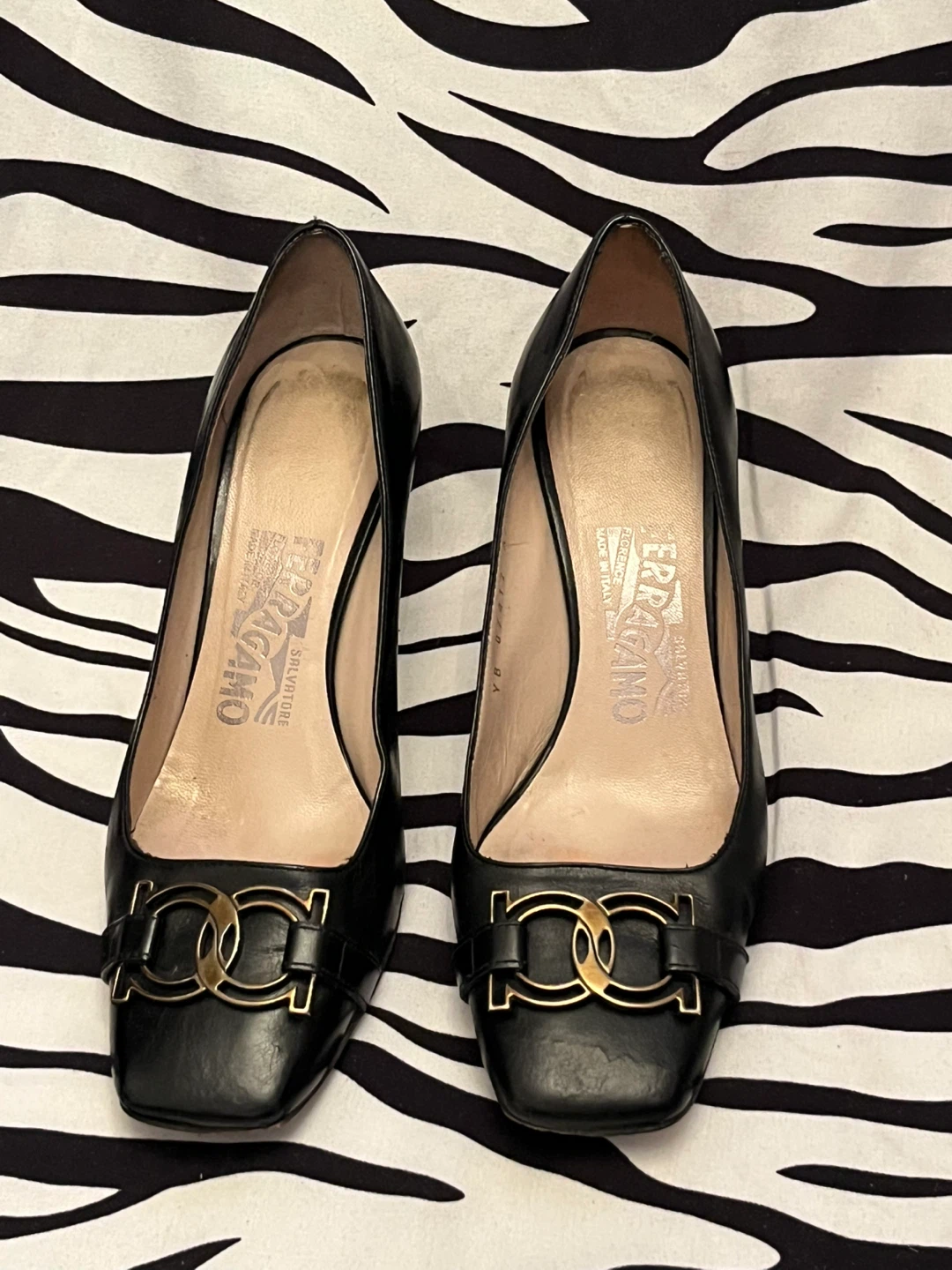 🖤 Salvatore Ferragamo Black Leather Women’s Heels Size 4.5 - photo 2