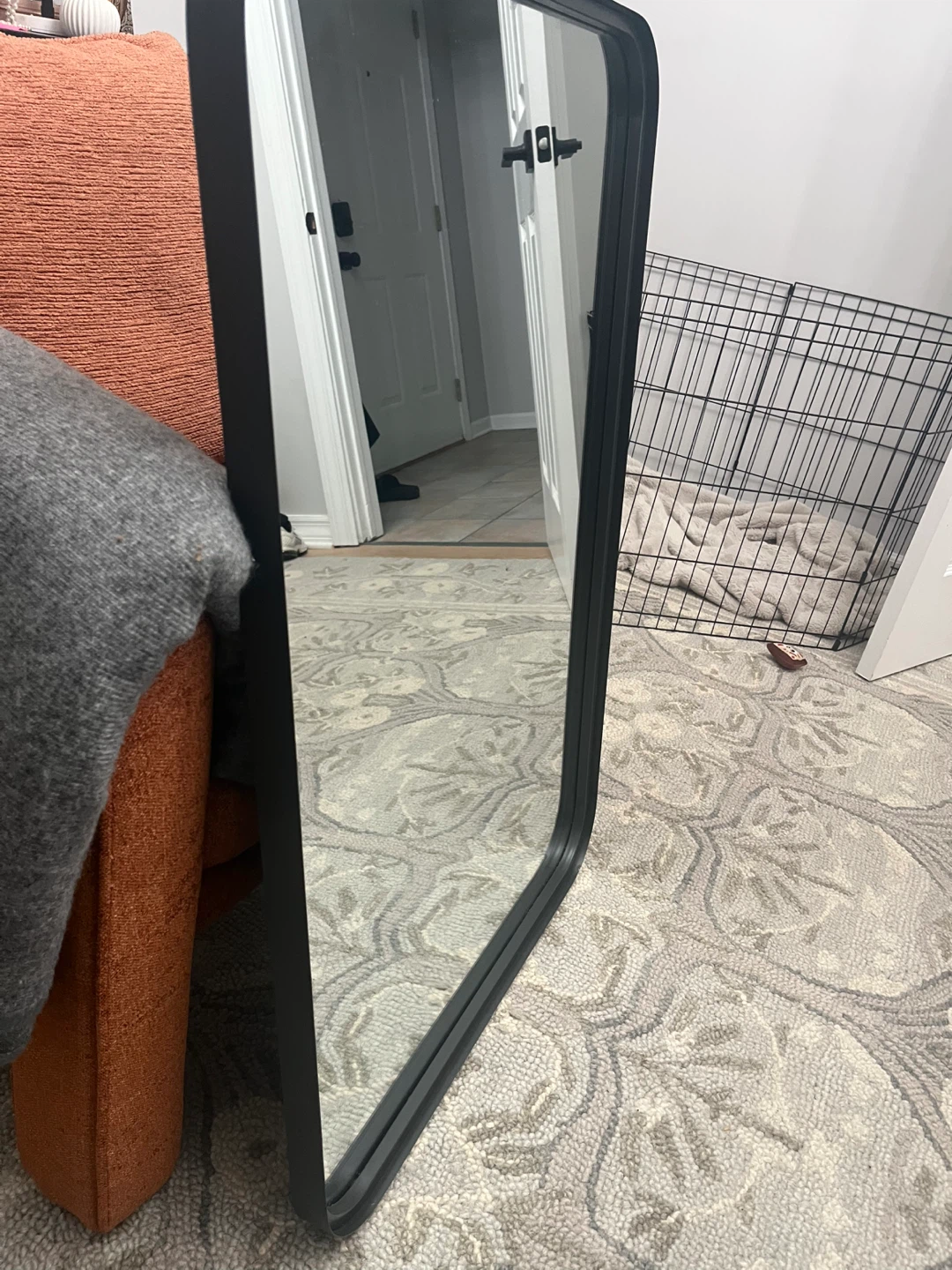 Tall Black Metal Frame Mirror - photo 2