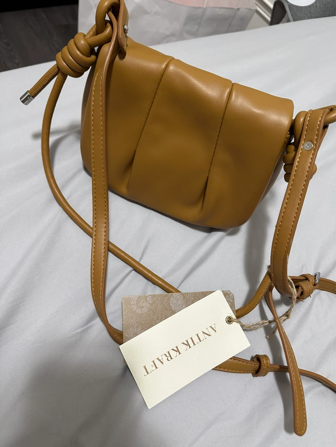 Antik Kraft brown ruched crossbody bag