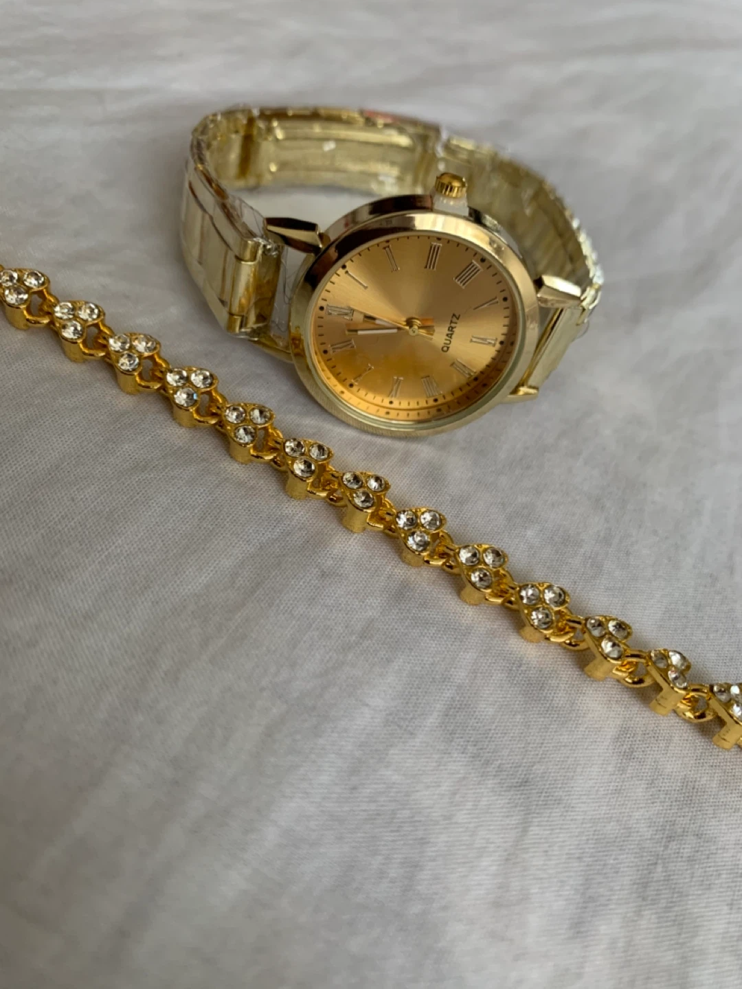 Gold-tone Quartz Watch with Bracelet Set