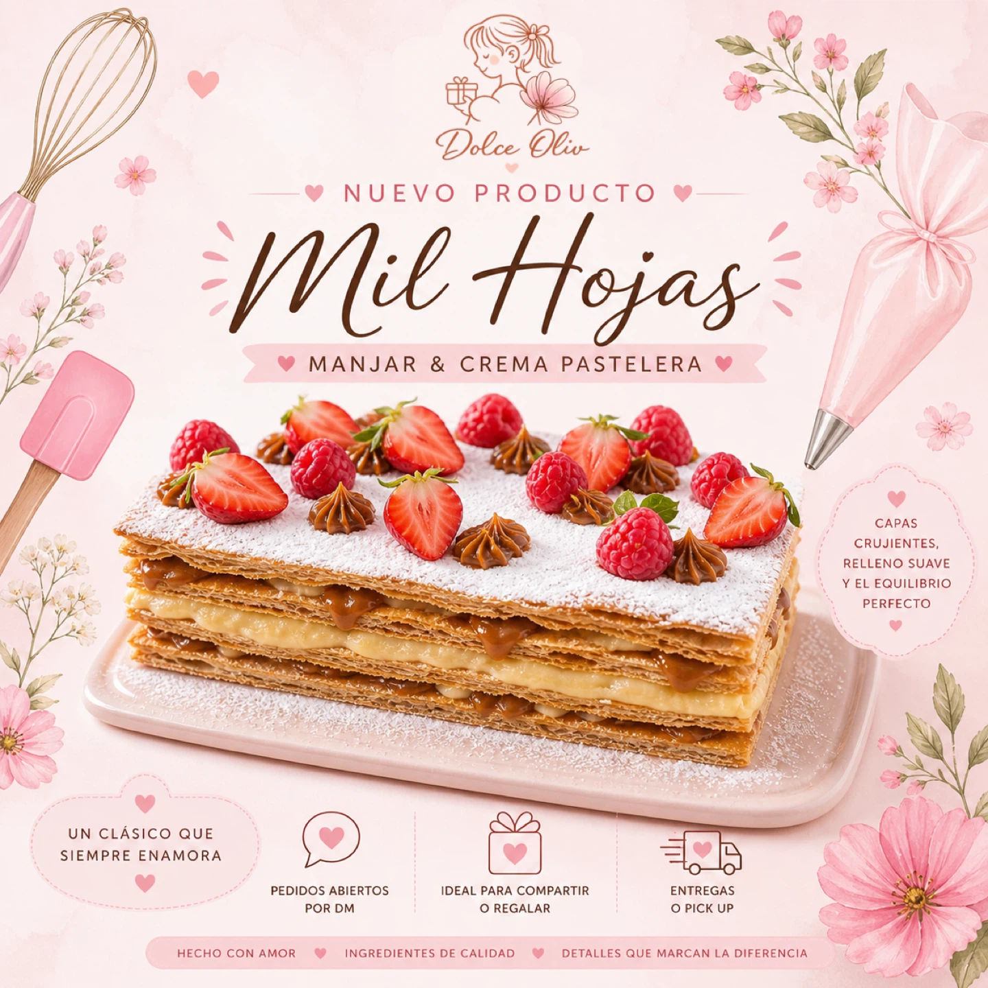 Mil Hojas Cake with Dulce de Leche & Pastry Cream