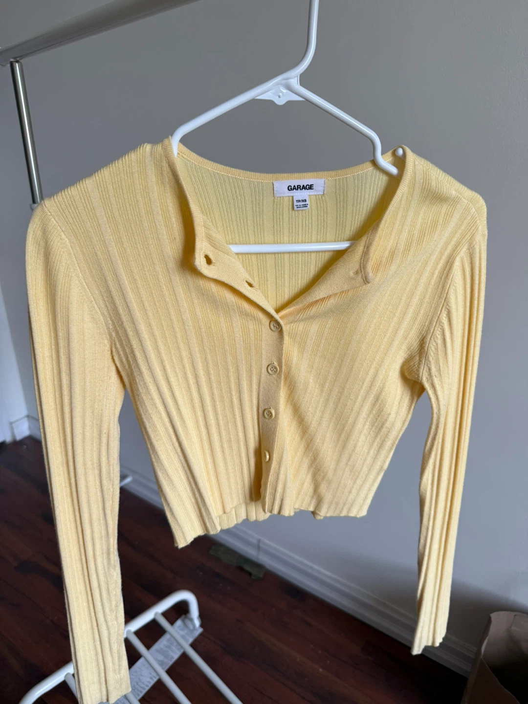 Garage Yellow Ribbed Cropped Cardigan XS - photo 2