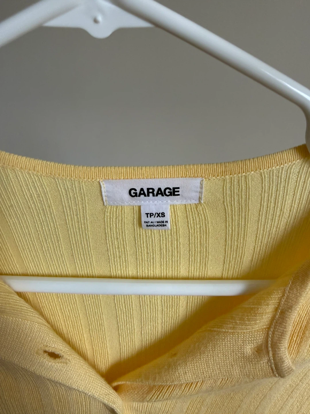 Garage Yellow Ribbed Cropped Cardigan XS - photo 3
