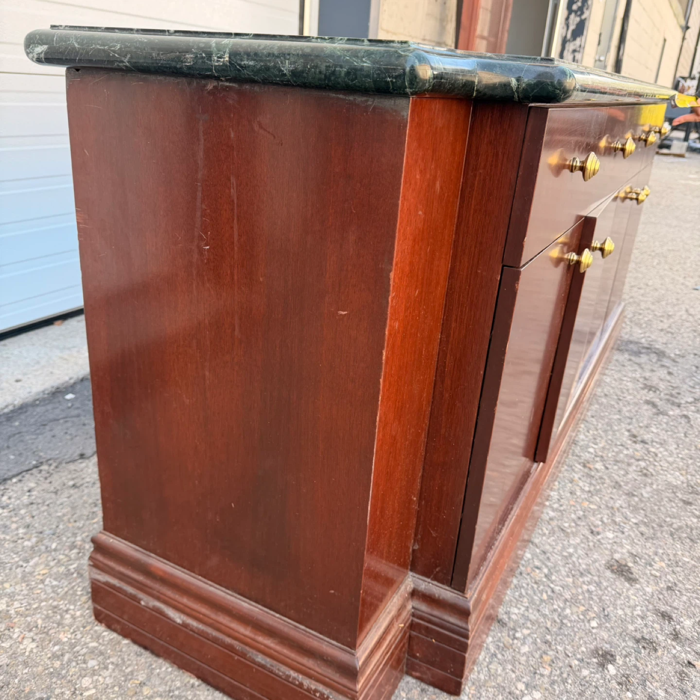Wooden Sideboard Buffet Cabinet Marble Top - photo 5