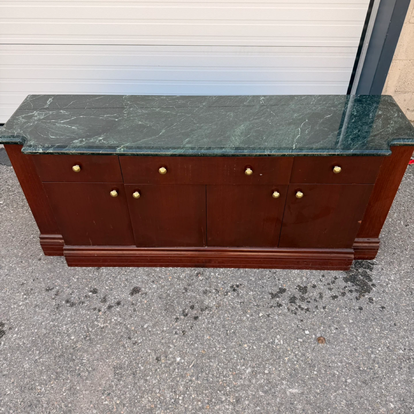 Wooden Sideboard Buffet Cabinet Marble Top - photo 2