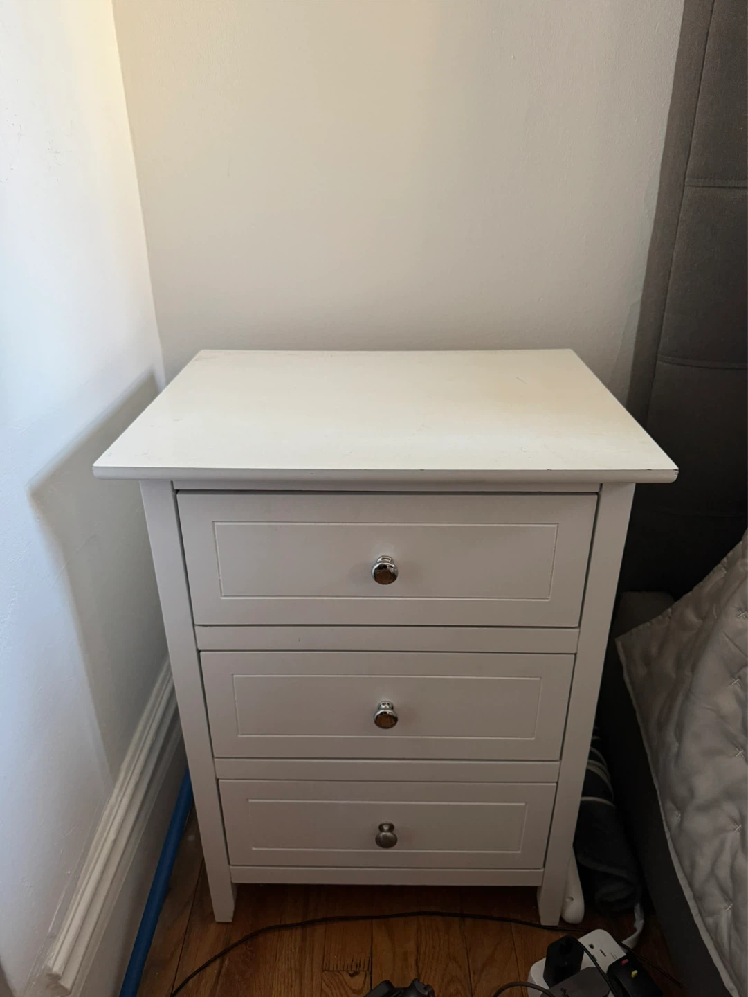 Pottery Barn White 3-Drawer Nightstand