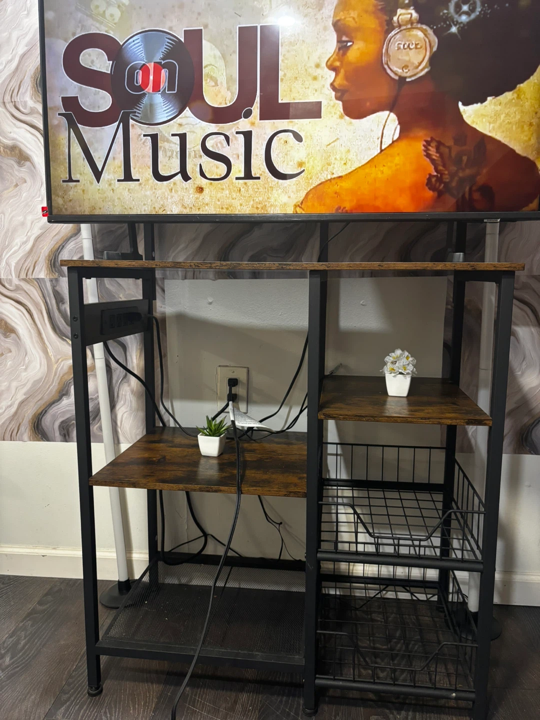Industrial Style Baker's Rack with Shelves and Baskets - photo 5