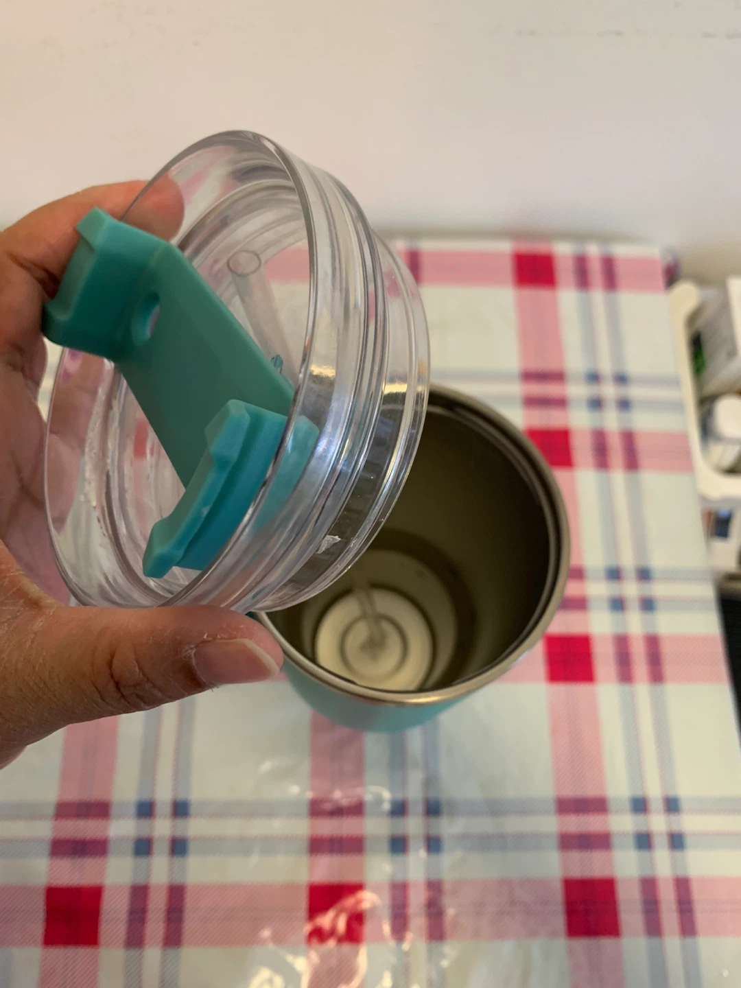 Teal Tumbler with Handle and Straw - photo 3