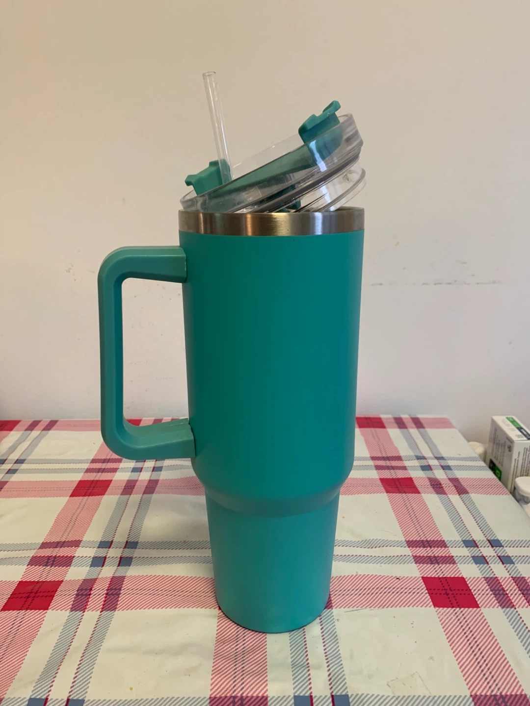 Teal Tumbler with Handle and Straw - photo 4
