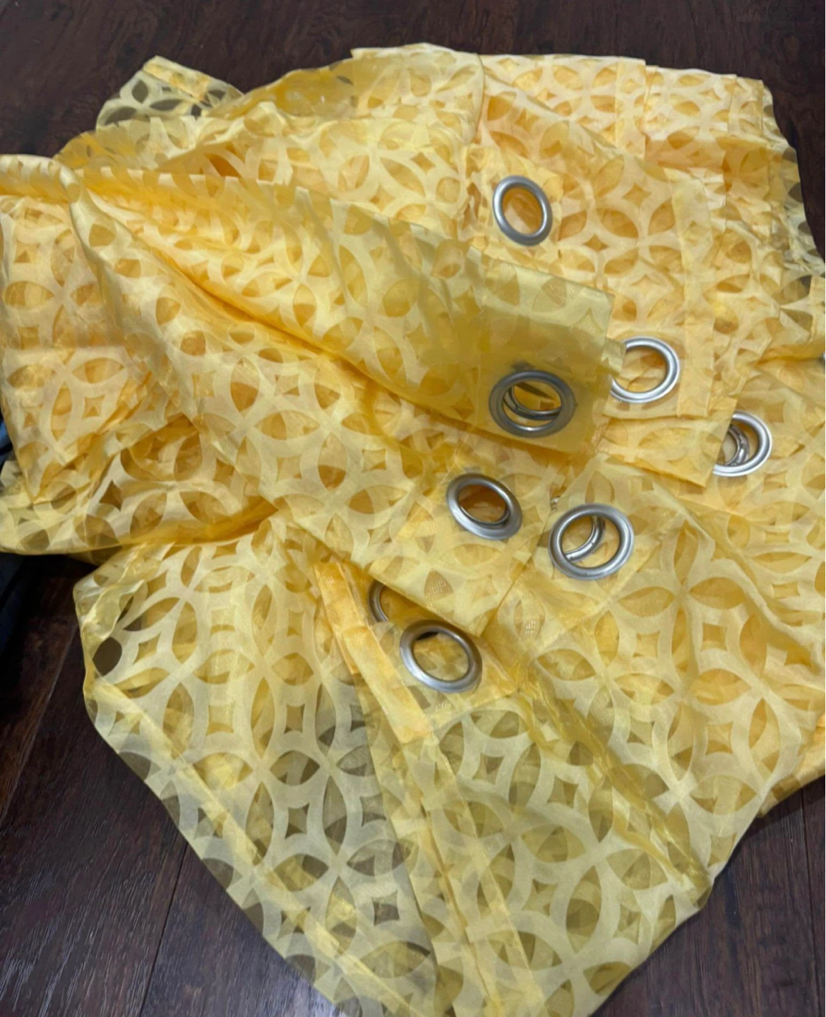 Bouclair yellow polyester sheer curtains