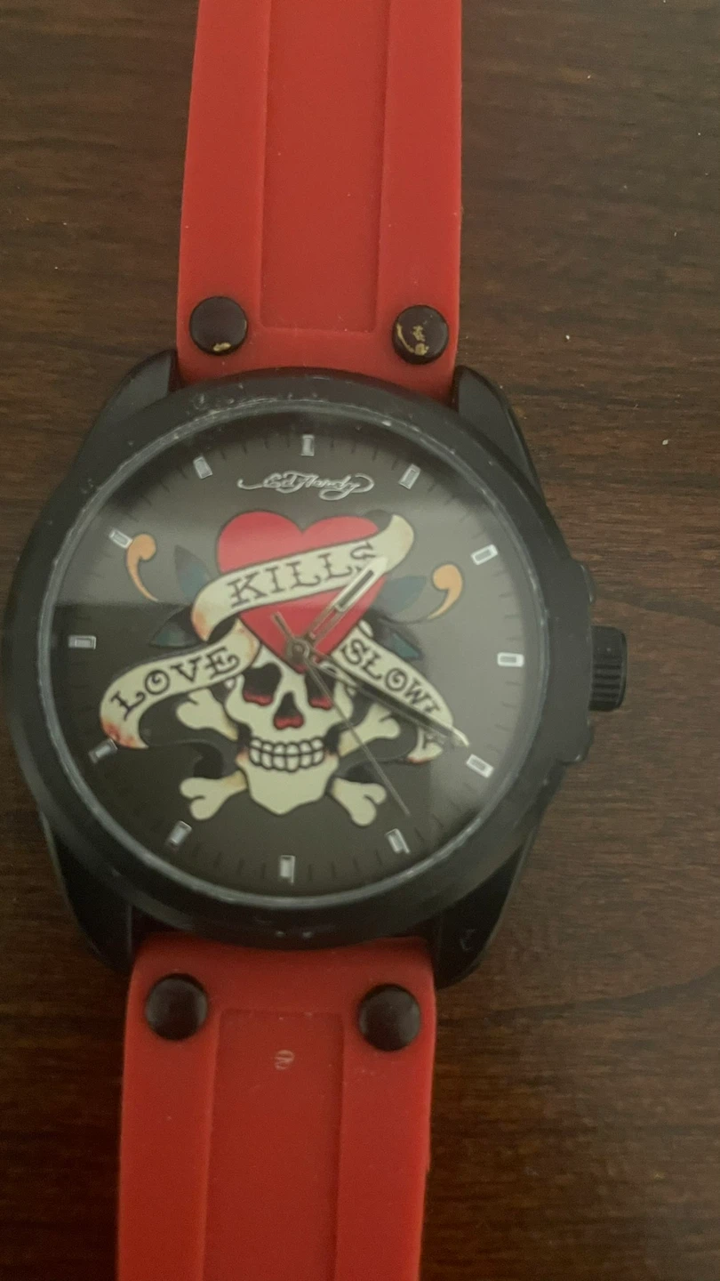 Ed Hardy Quartz "Love Kills Slowly" Skull Watch