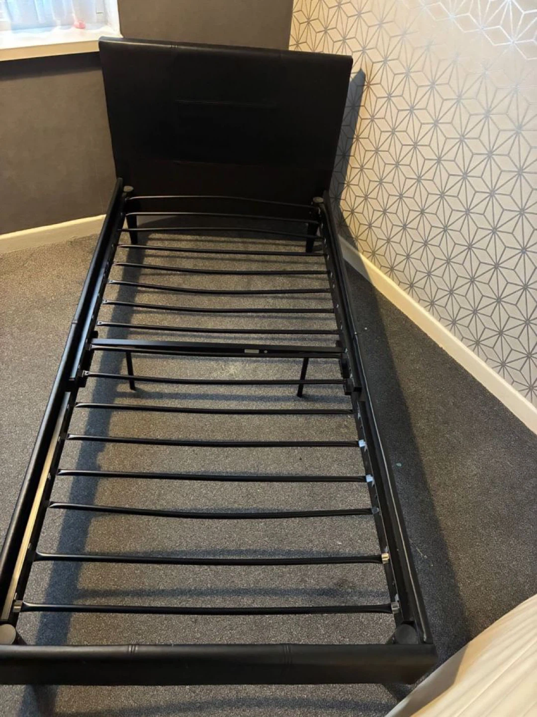 Black Metal Bed Frame with Headboard