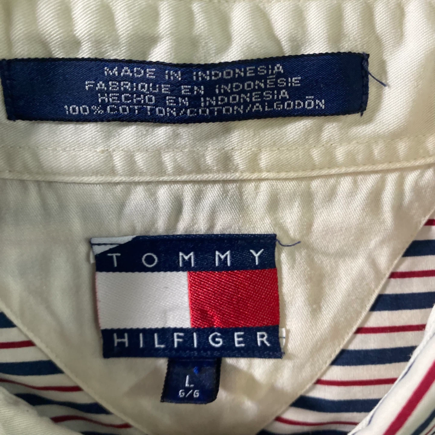 Vintage Tommy Hilfiger Striped Button-Down Shirt - Size L - photo 3