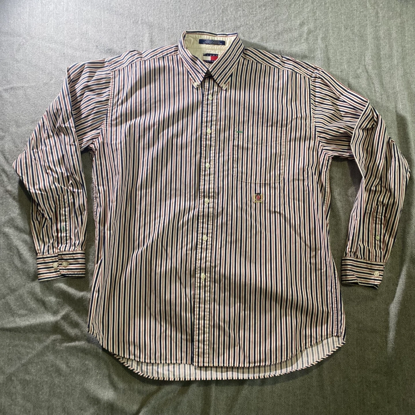 Vintage Tommy Hilfiger Striped Button-Down Shirt - Size L