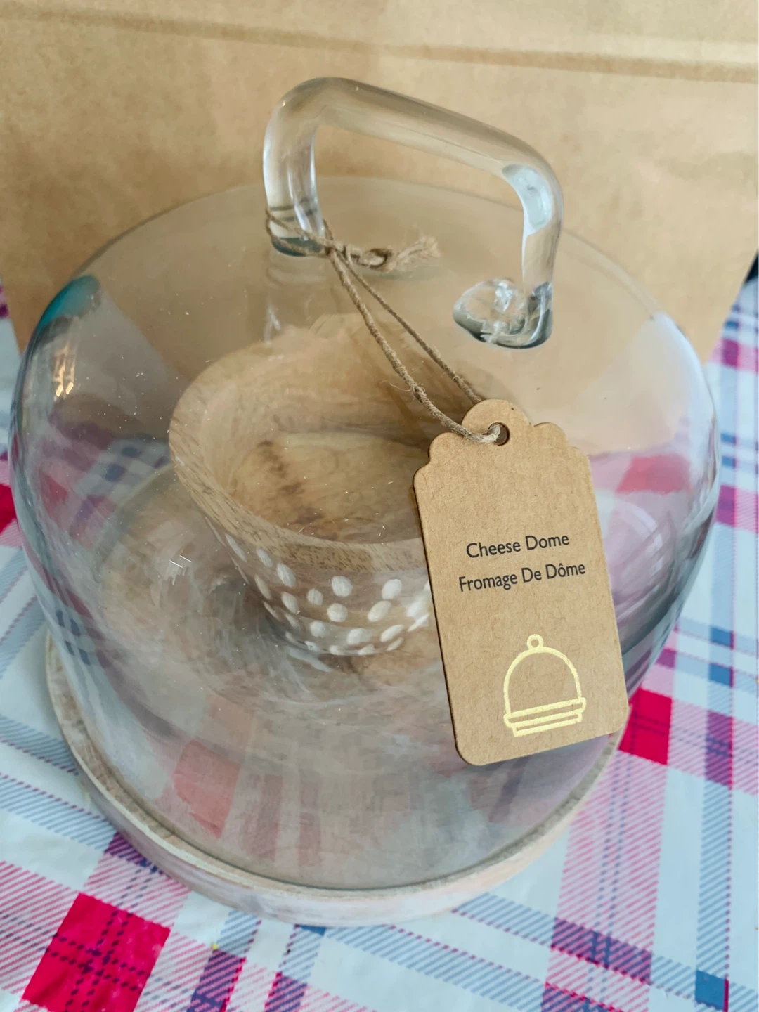 Glass Cheese Dome with Wooden Base - photo 2