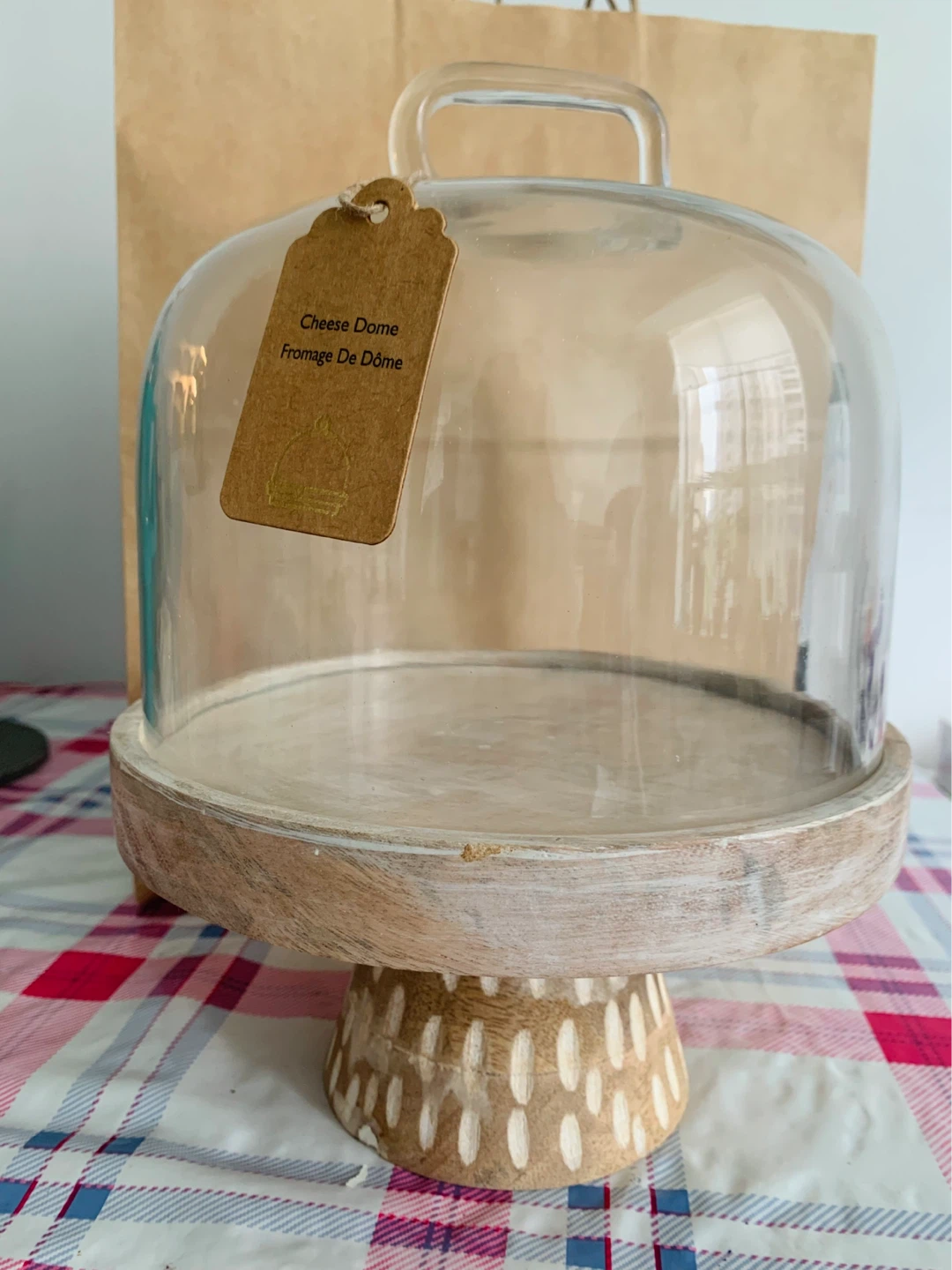 Glass Cheese Dome with Wooden Base - photo 4