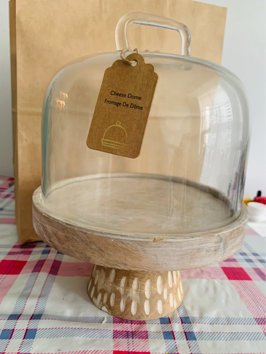 Glass Cheese Dome with Wooden Base - photo 3