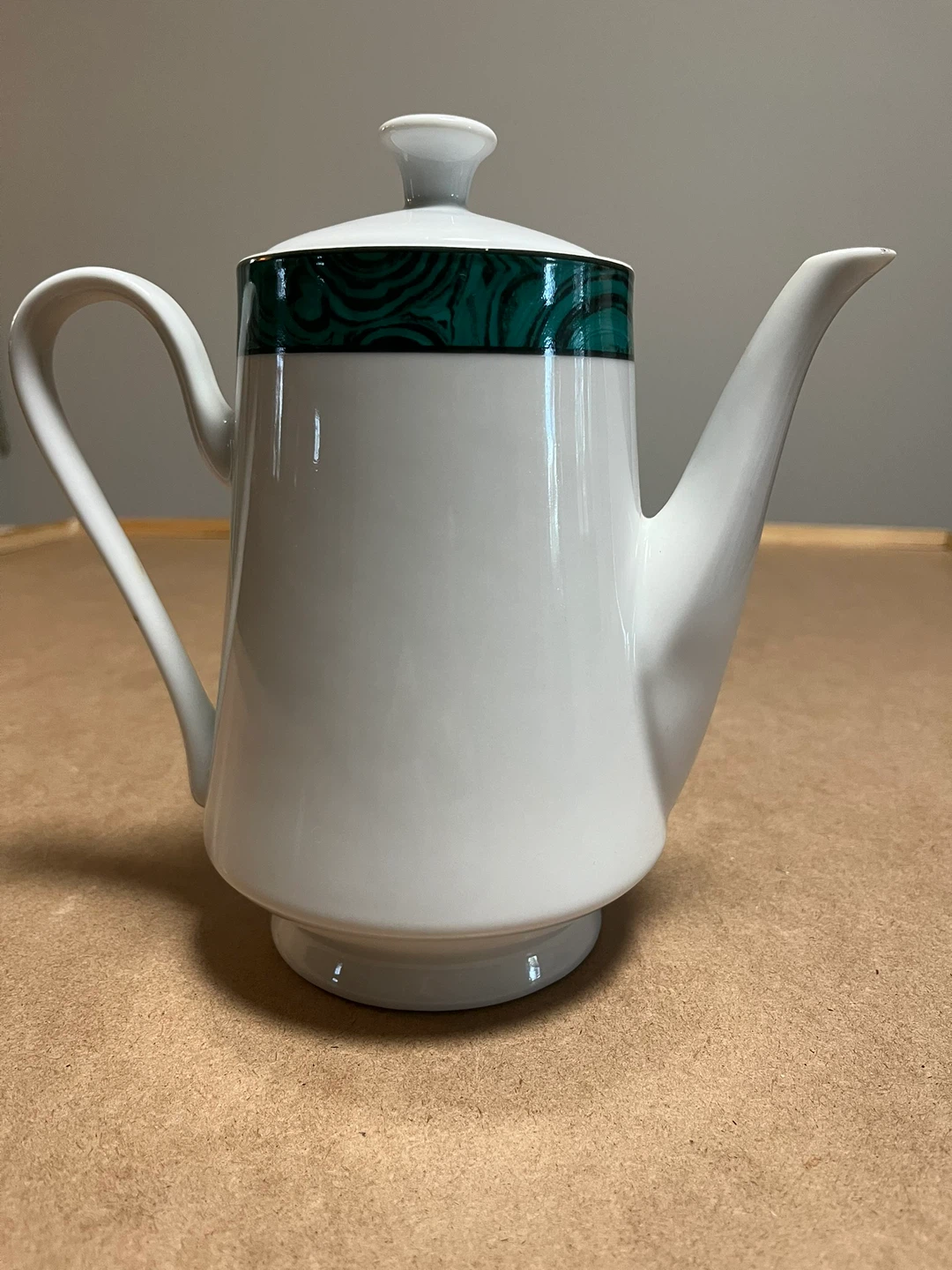 White and Green Teapot