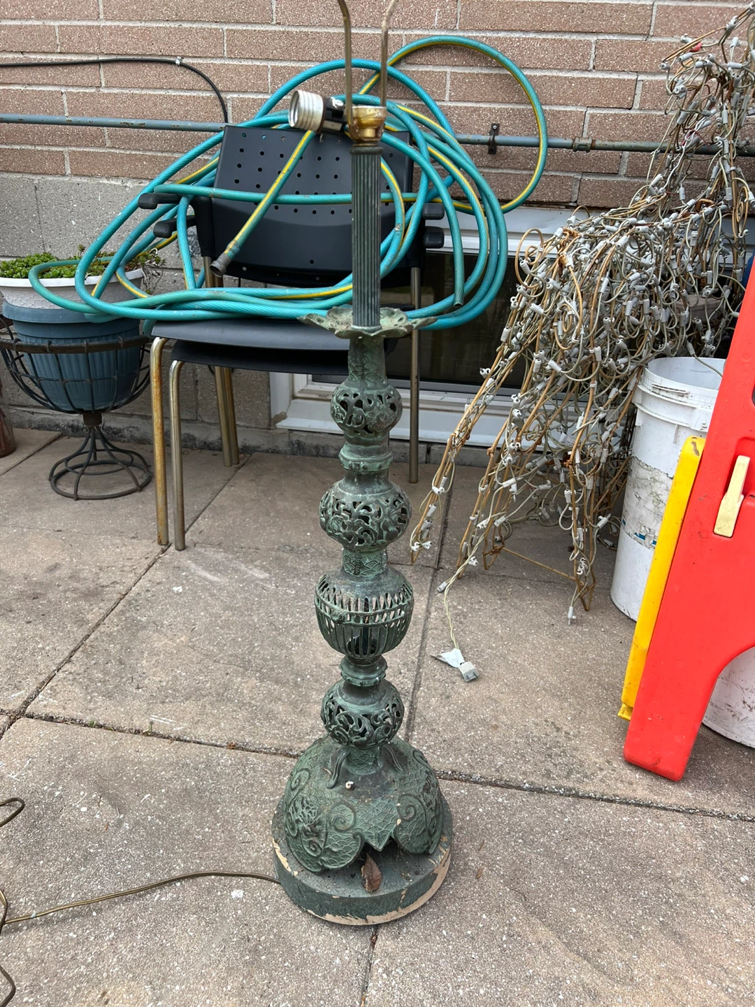 Vintage Verdigris Patina Lamp Base