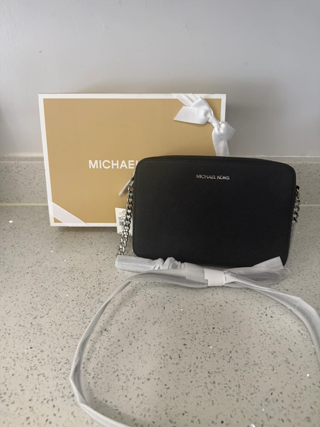 Michael Kors Black Leather Crossbody Bag