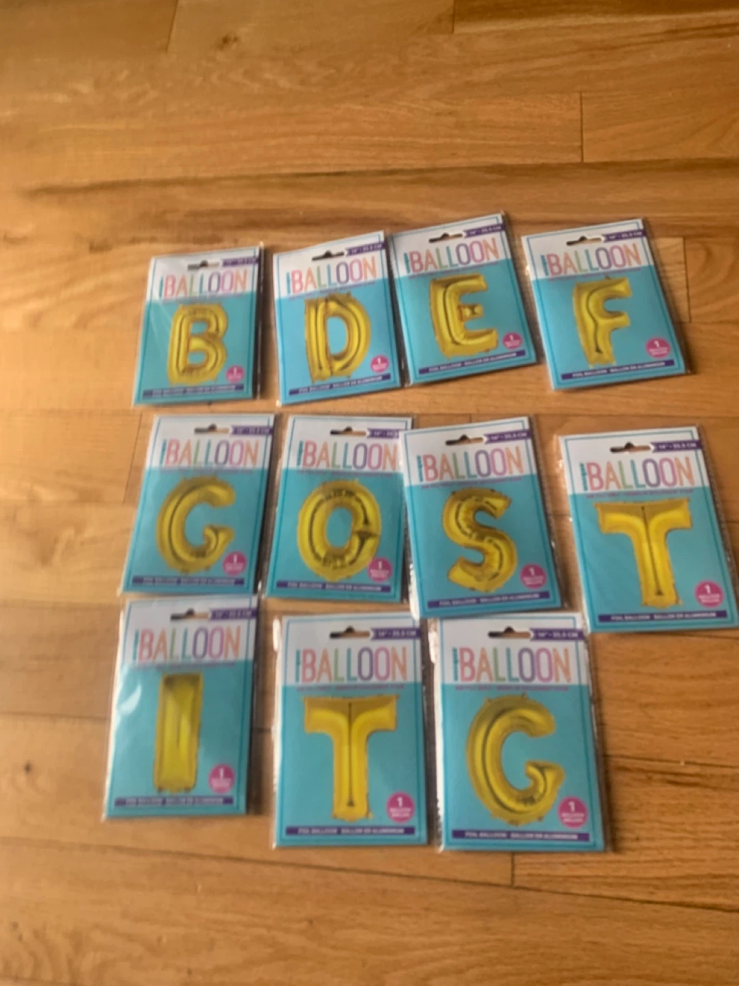 Gold Letter Balloons - B, D, E, F, G, O, S, T, I