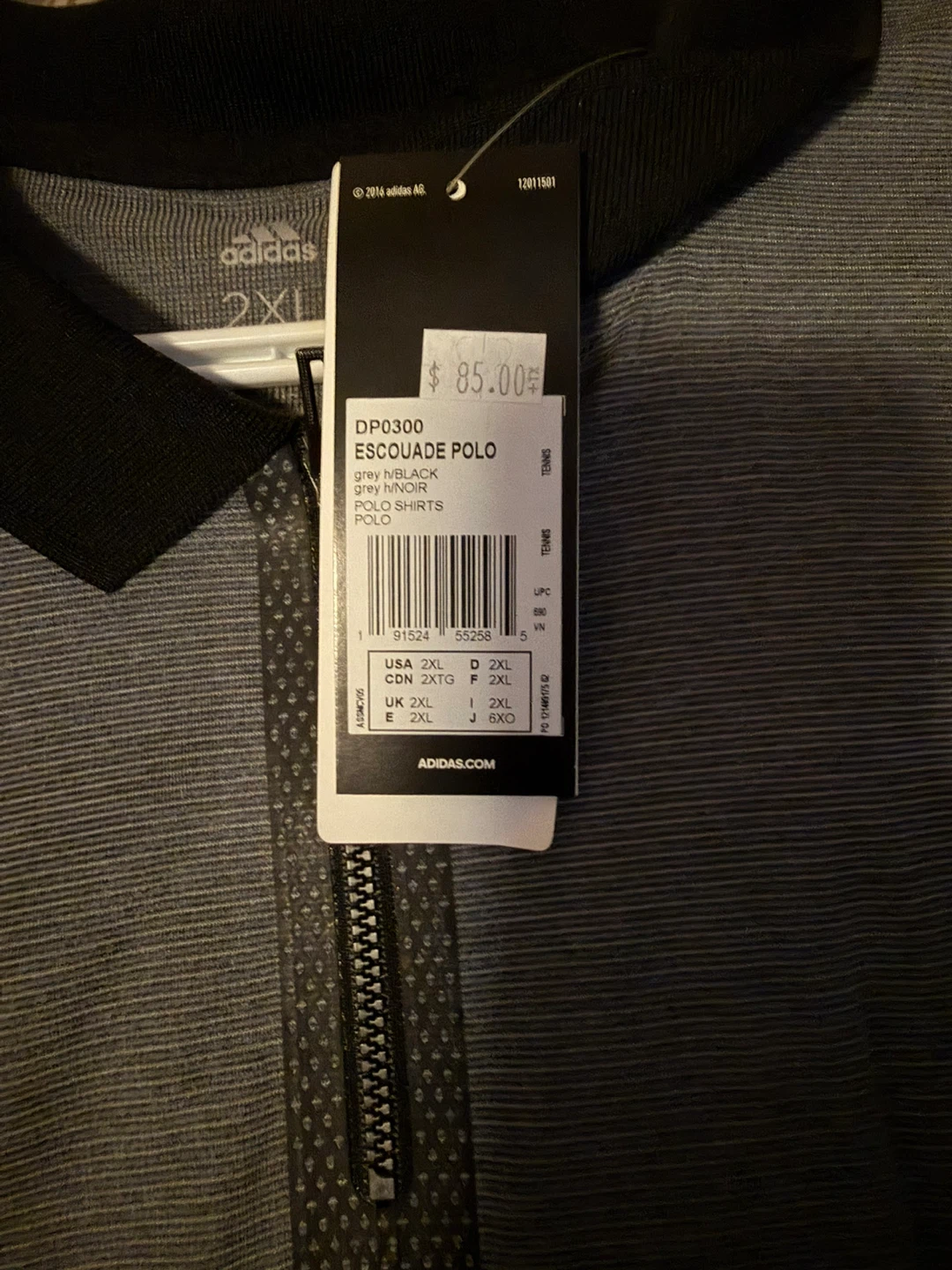 Adidas Escouade Polo Shirt 2XL Grey - photo 2